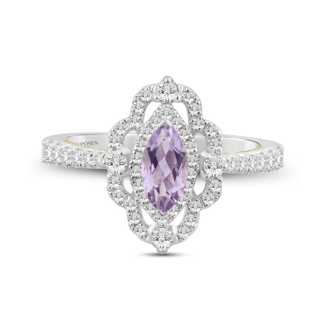 Zac Posen Margaux Rose de France Amethyst Engagement Ring with Diamonds in 14K Gold
