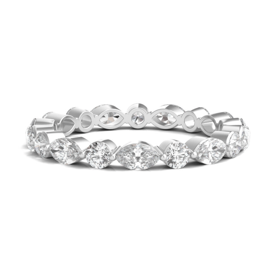 Round and Marquise-Cut Lab Grown Diamond Eternity Band