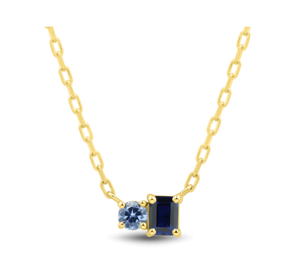 Blue Sapphire Toi et Moi Two-Stone Necklace