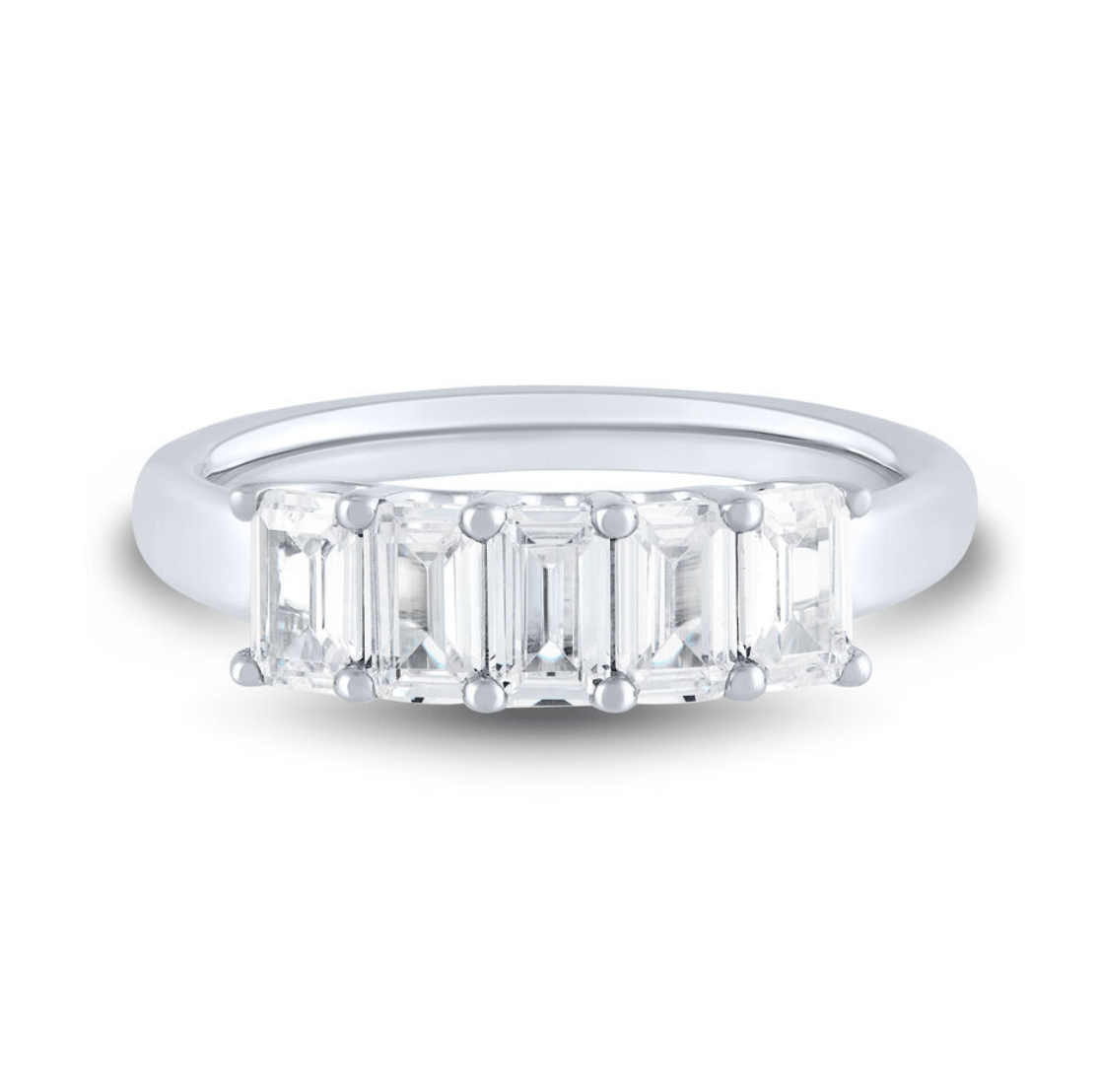 Five Stone Emerald Cut Wedding Band