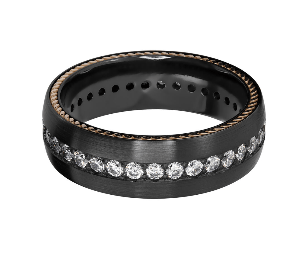Men’s Eternity Wedding Band with Diamonds in Black Zirconium