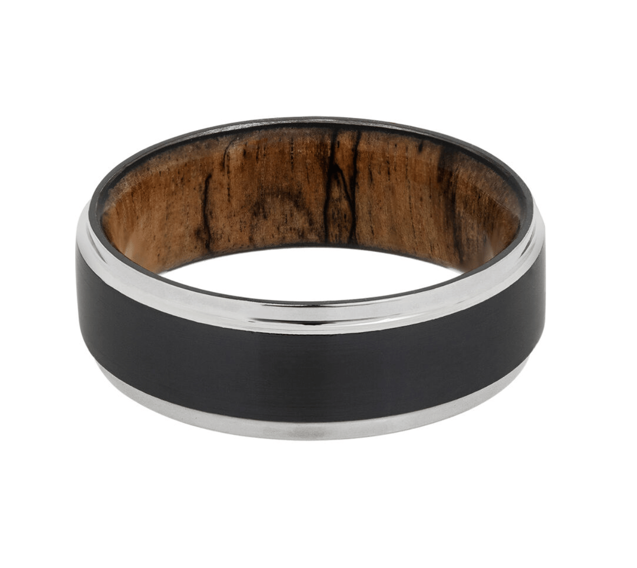 Men’s Wedding Band in Wood & Black Zirconium