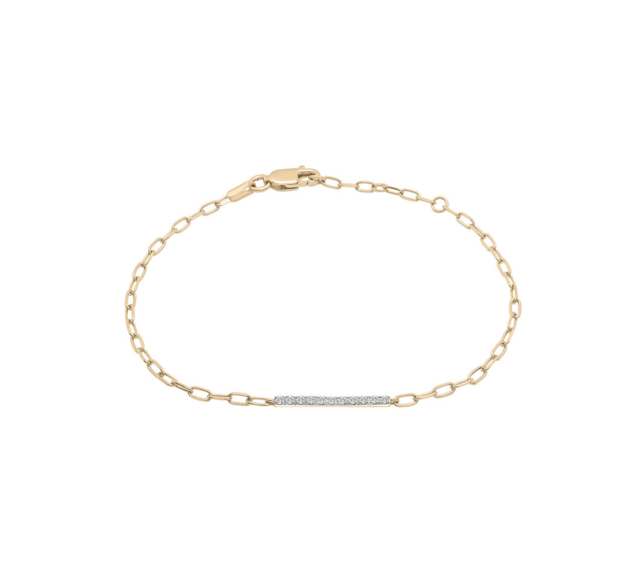 Diamond Bar Paperclip Chain Bracelet