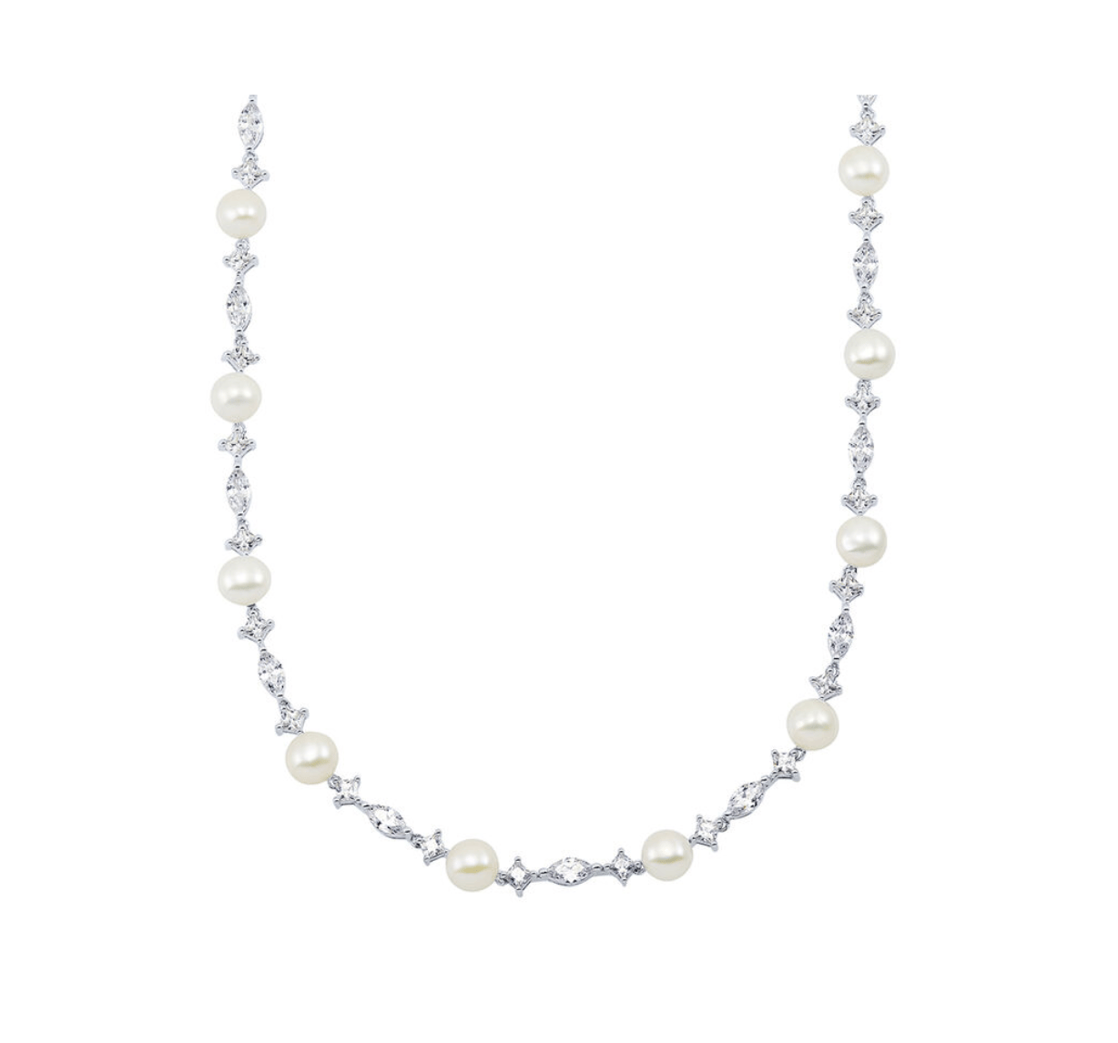 Cultured Pearl & Lab Created White Sapphire Necklace