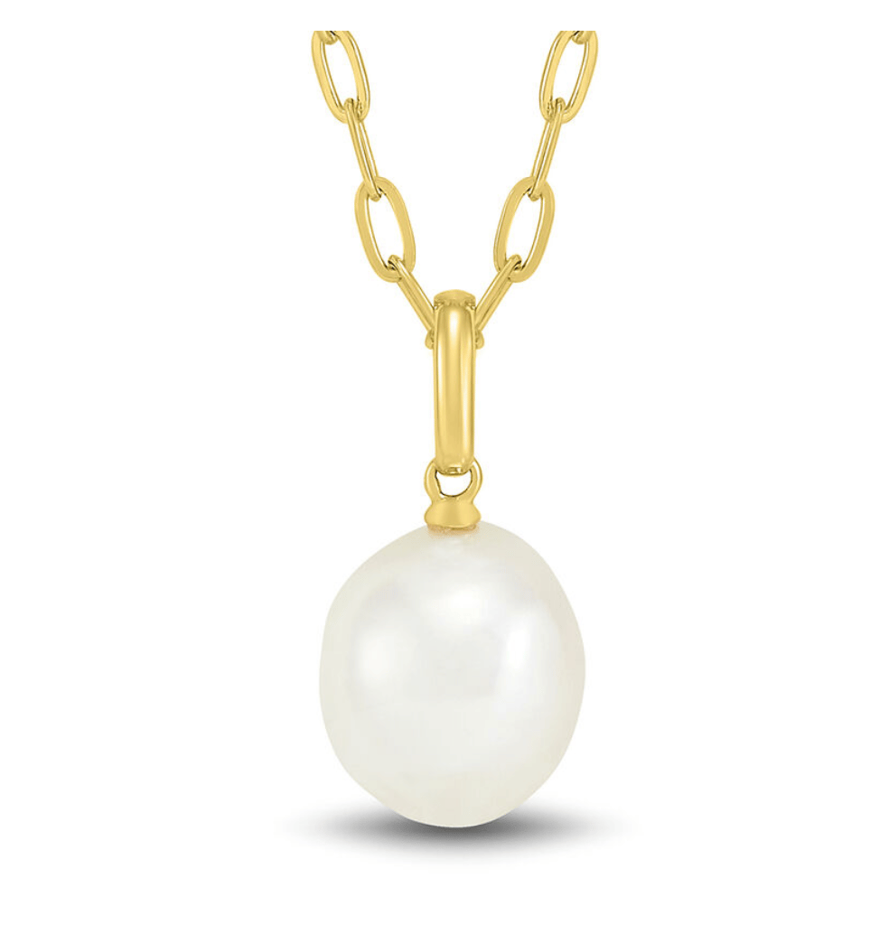 Baroque Shaped Pearl Paperclip Chain Pendant