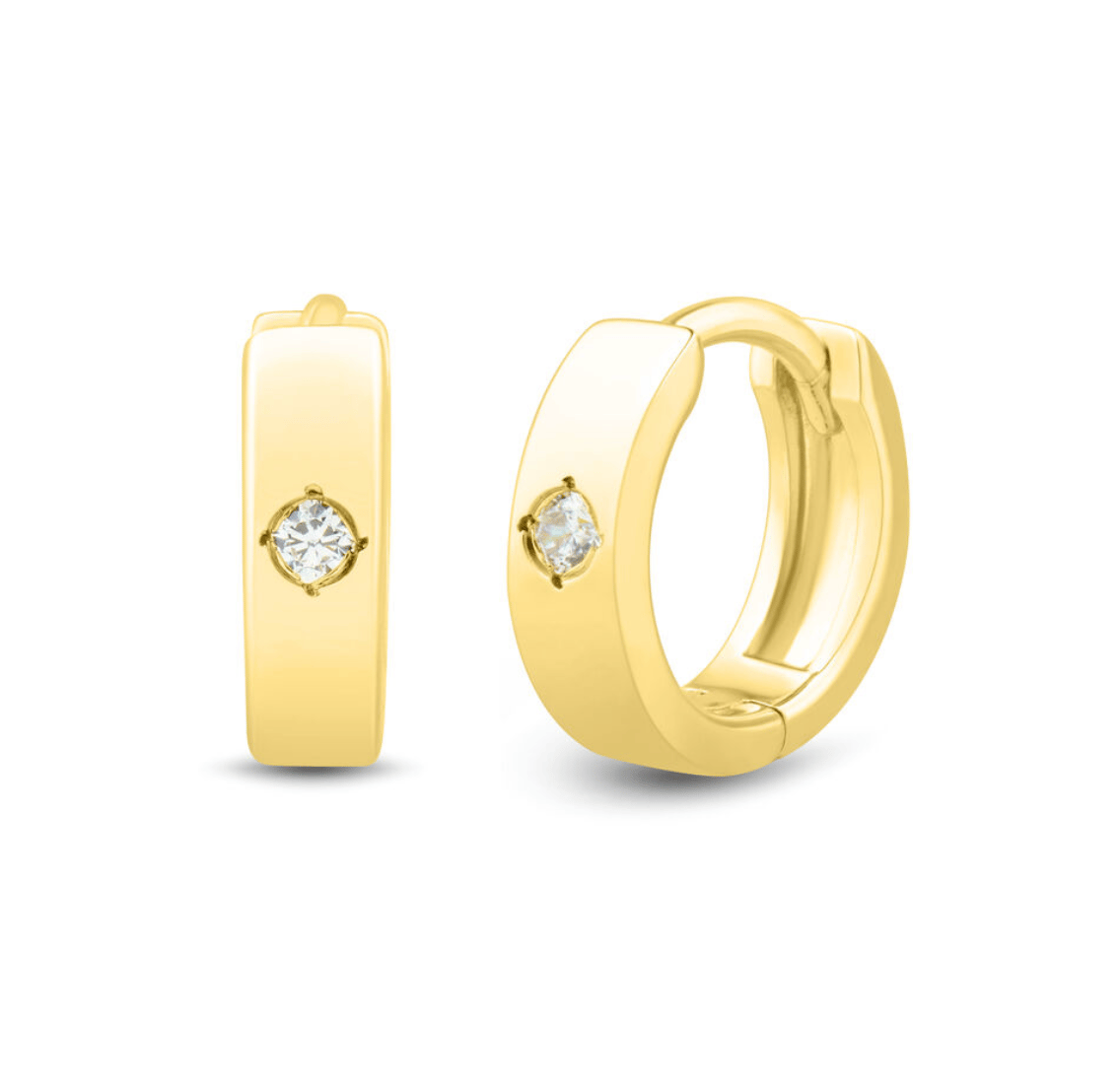 Diamond Accent Huggie Hoop Earrings