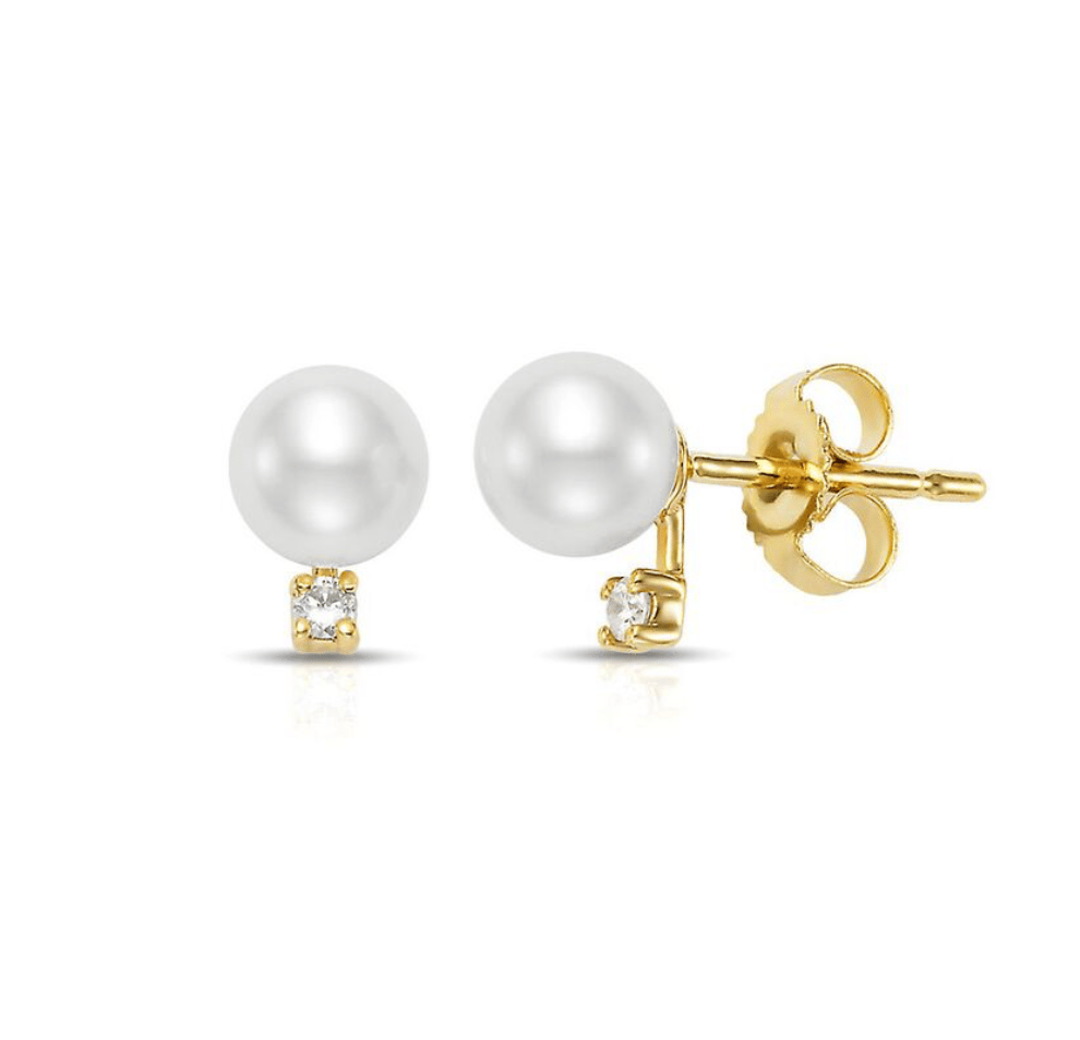Cultured Pearl & Diamond Earrings