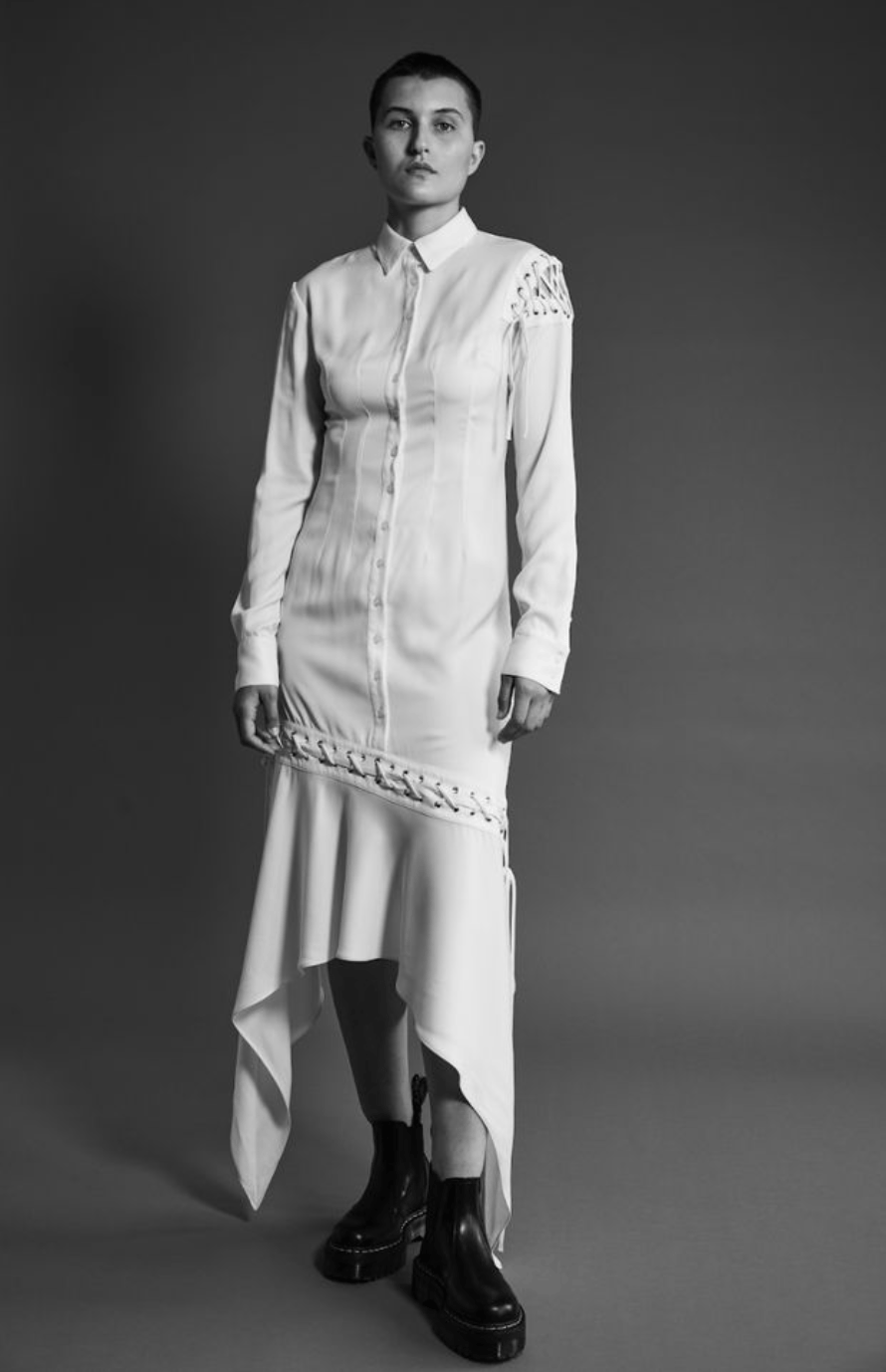 The 2-in-1 Lace Up Shirt Dress