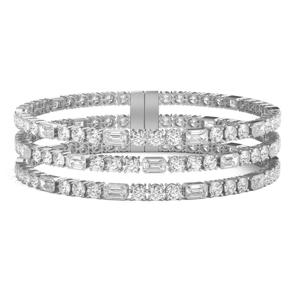 Diamond Cuff Bracelet in 18K White Gold, 7”