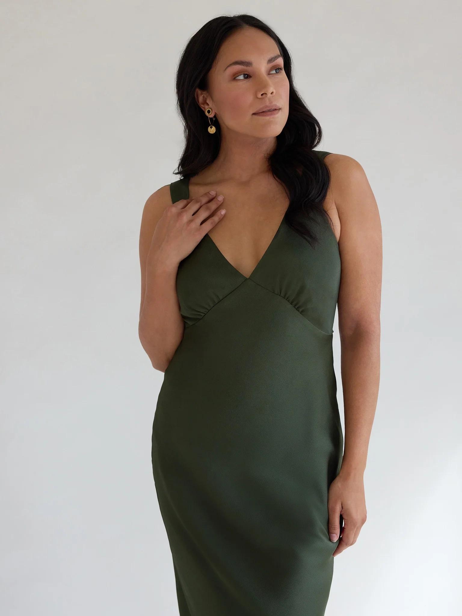 Gracey Dress in Dark Olive