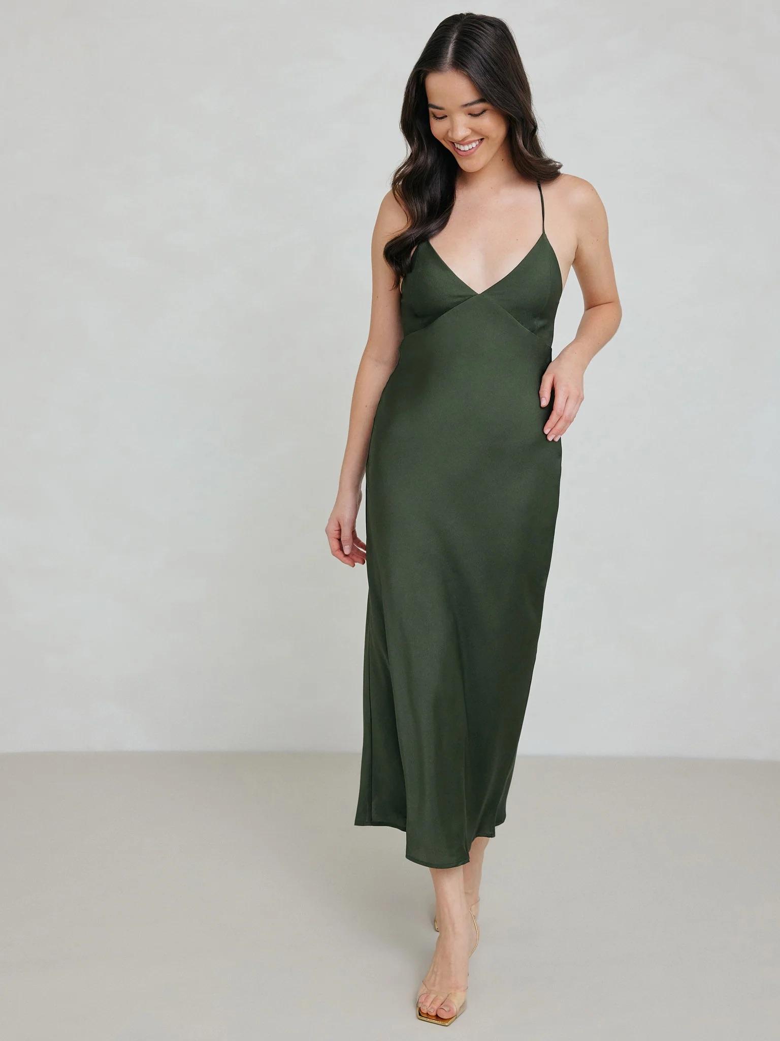 Davenport Dress in Dark Olive