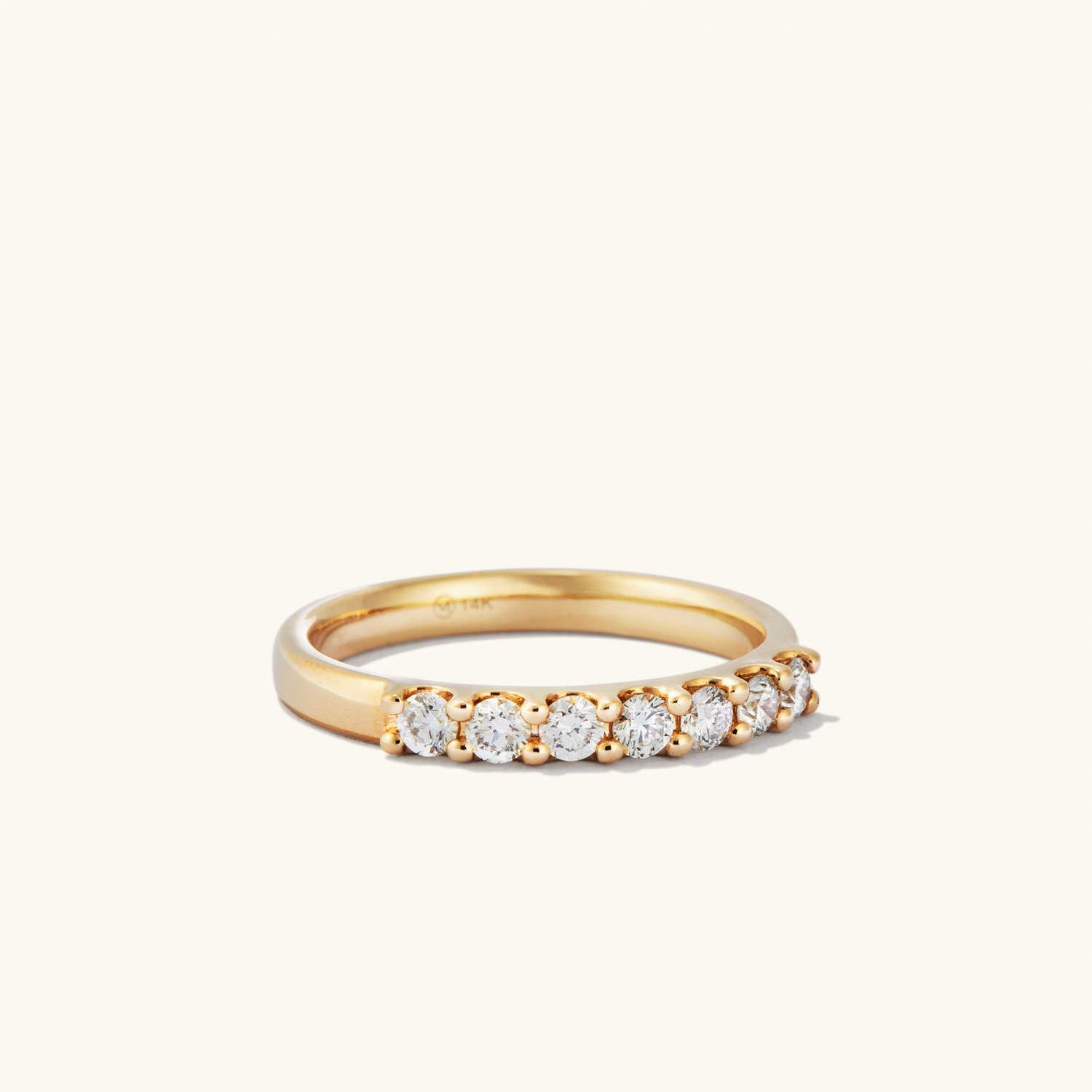Bold Diamond Half Eternity Band - 14k Yellow Gold
