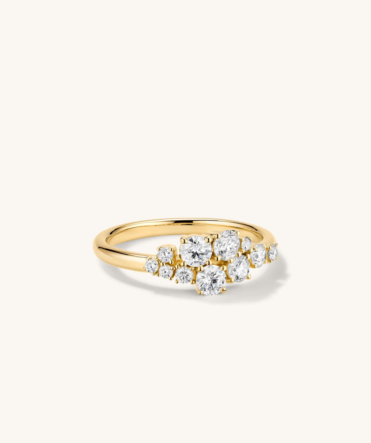 Diamonds Cluster Ring - 14k Yellow Gold