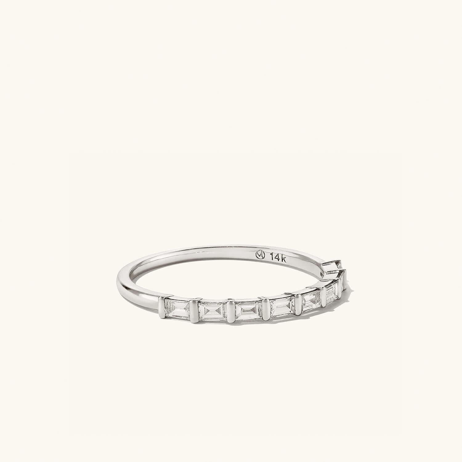 Baguette Diamond Half Eternity Band - 14k White Gold