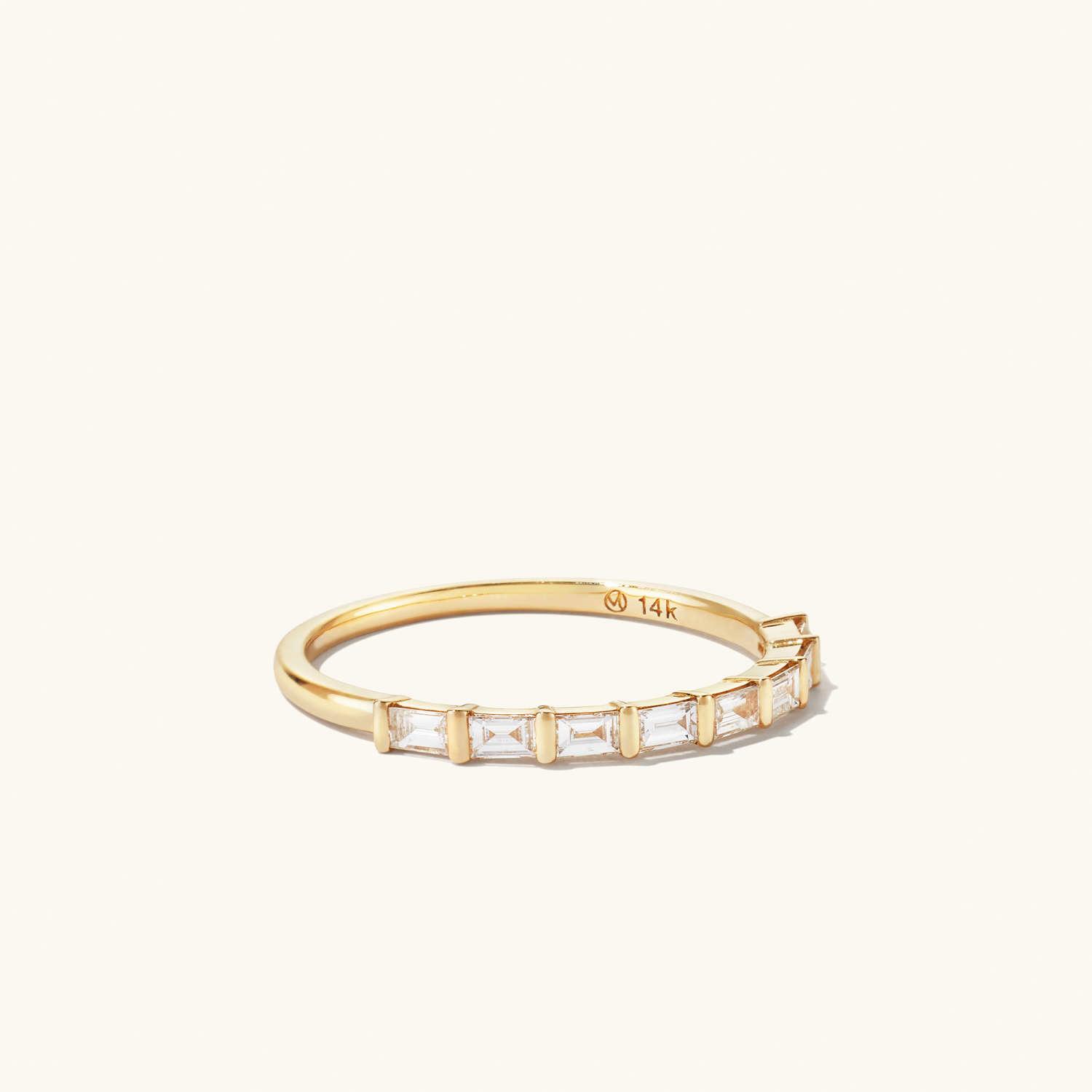 Baguette Diamond Half Eternity Band - 14k Yellow Gold