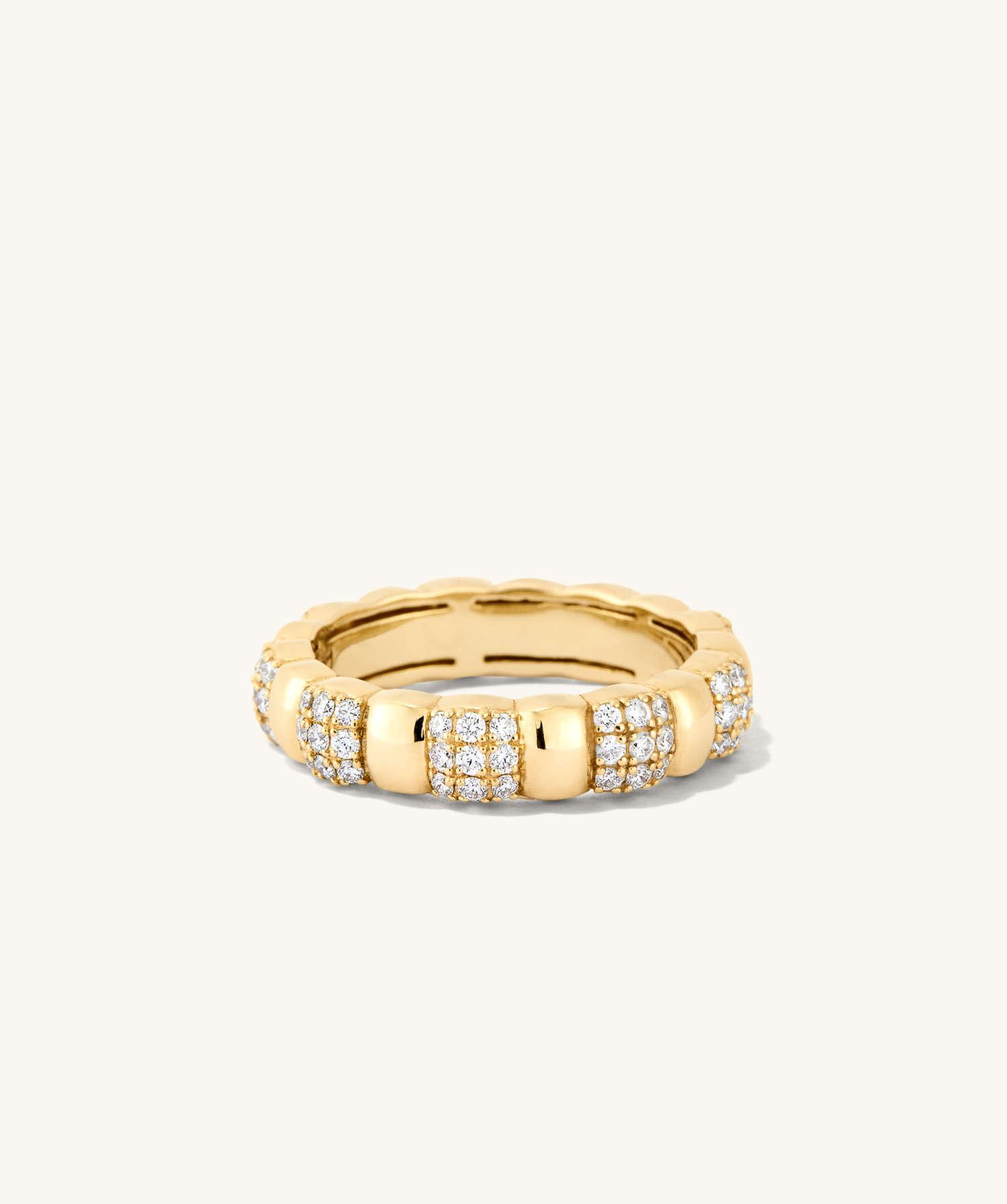 Pavé Diamond Soft Charlotte Ring - 14k Yellow Gold