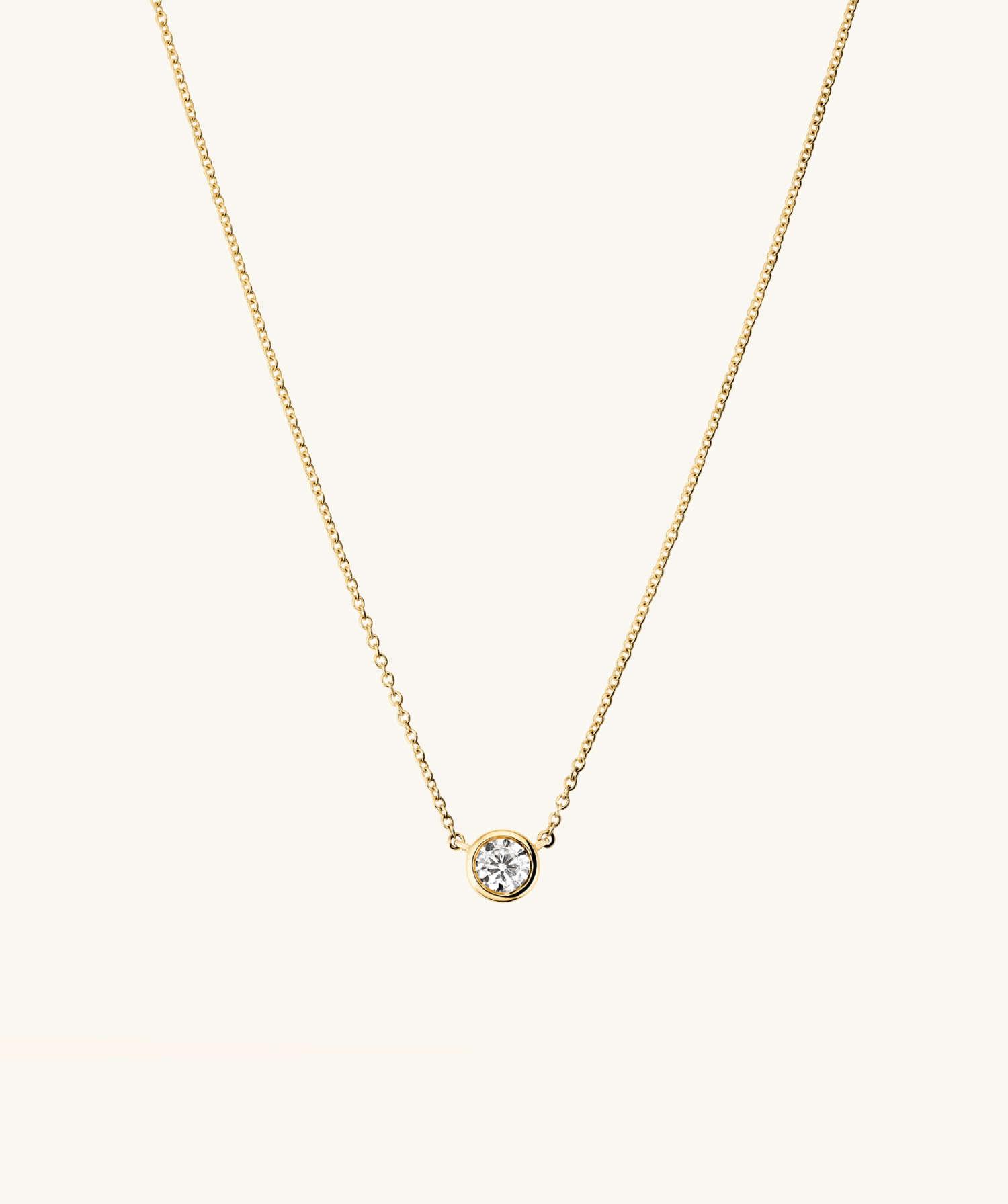 Bezel Lab Grown Diamond Necklace - 14k Yellow Gold