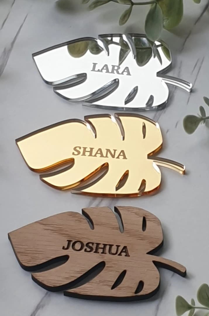 Acrylic Place Settings, Leaf Place Names