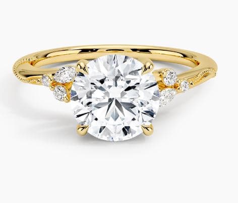 Camellia Milgrain Diamond Ring