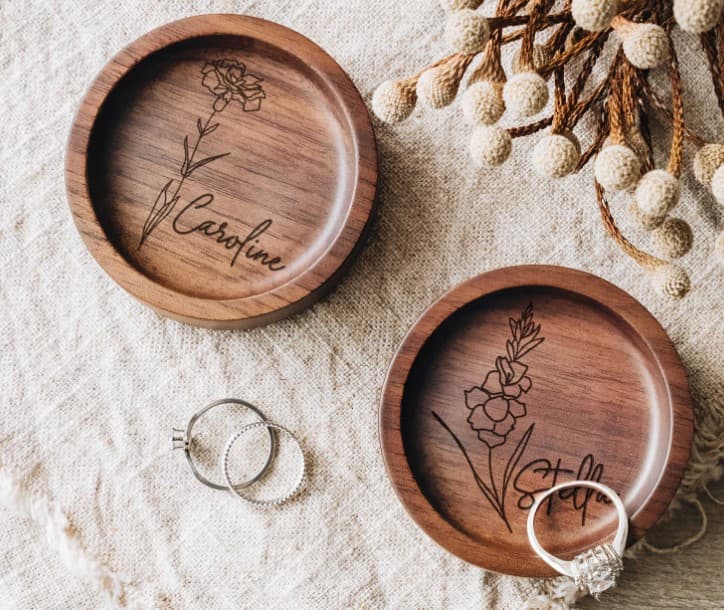 Custom Round Wood Ring Dish