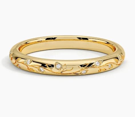 Verdure Engraved Diamond Ring