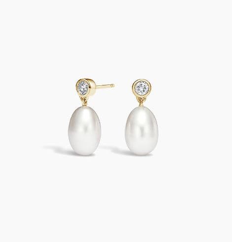 Arabella Cultured Pearl and Diamond Drop Earrings