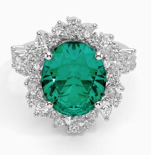 Olivetta Lab Emerald and Diamond Cocktail Ring