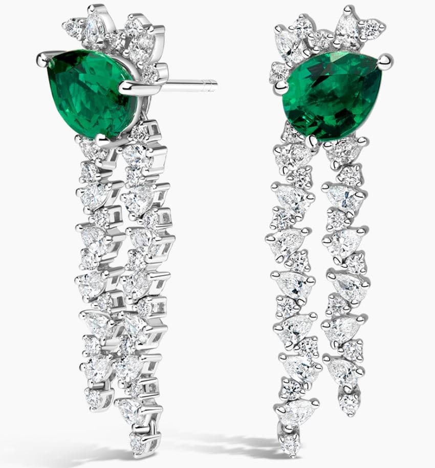Olivetta Lab Emerald and Diamond Drop Earrings