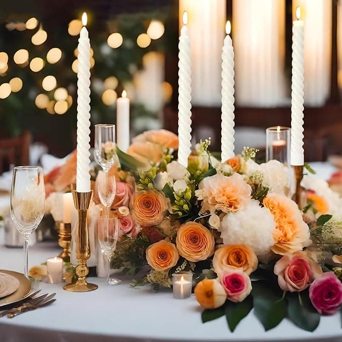 White Spiral Taper Candles for Home Decoration