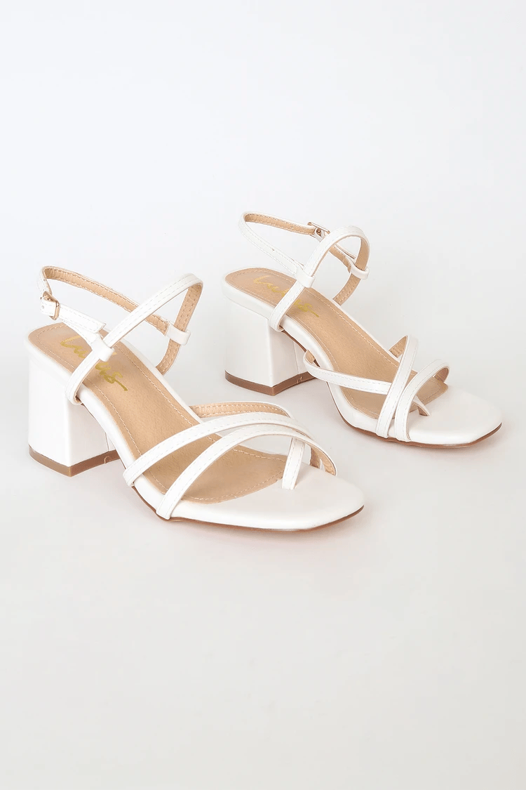 Fancy White Strappy High Heel Sandals