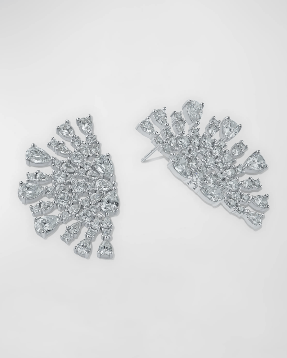 Cubic Zirconia Pear and Round Half Sparkler Earrings
