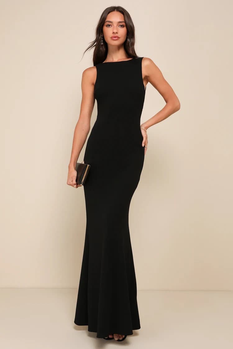 Love In Your Eyes Black Knotted Mermaid Maxi Dress