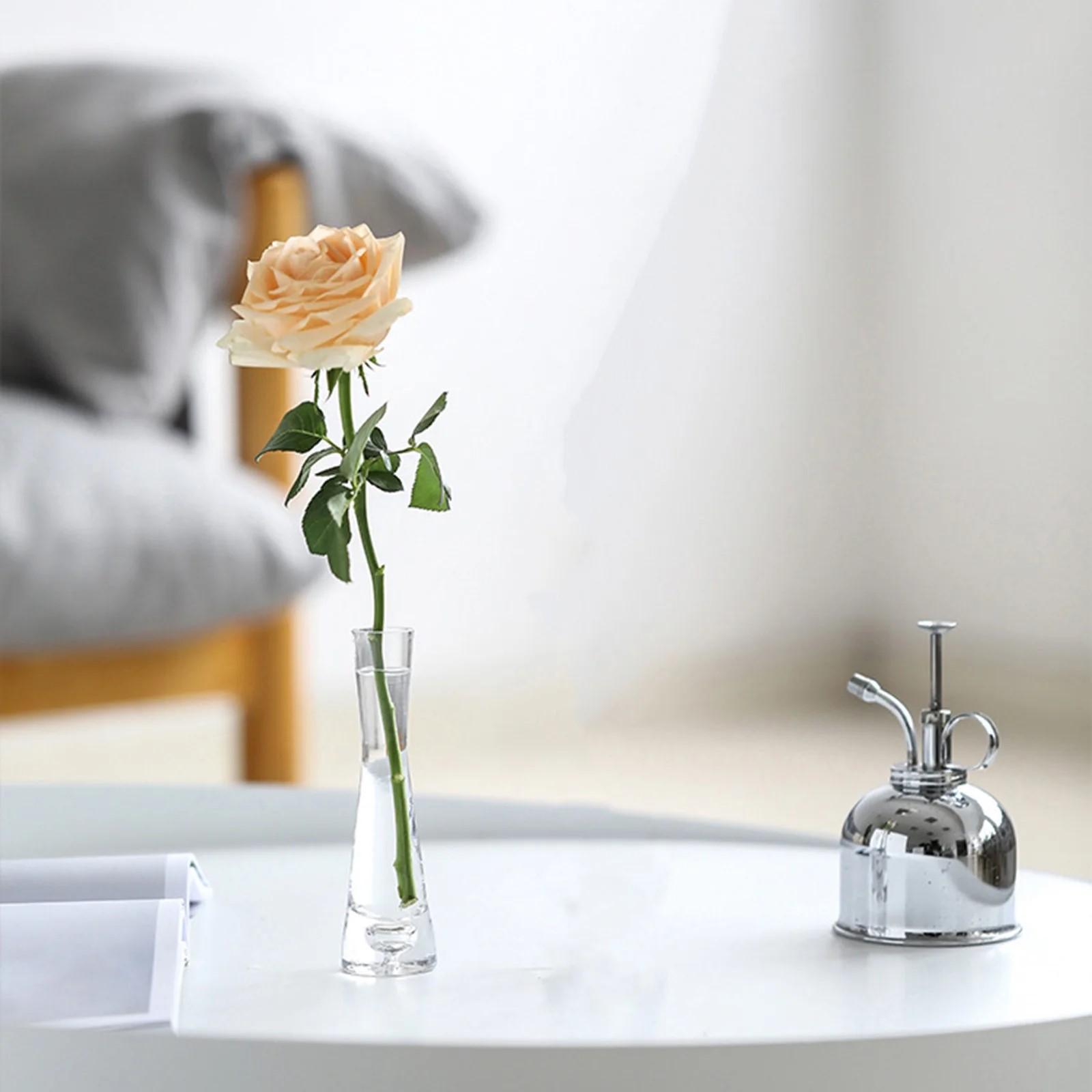 Handmade Modern Clear Small Skinny Decorative Single Flower Vase
