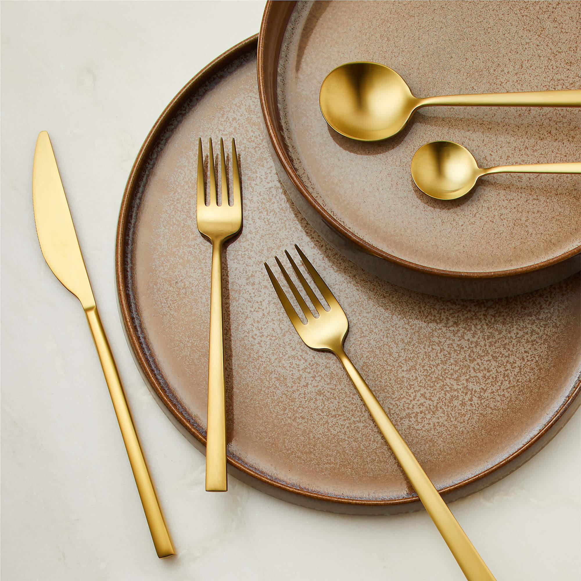 Parallel 20-Piece Brushed Champagne Gold Flatware Set