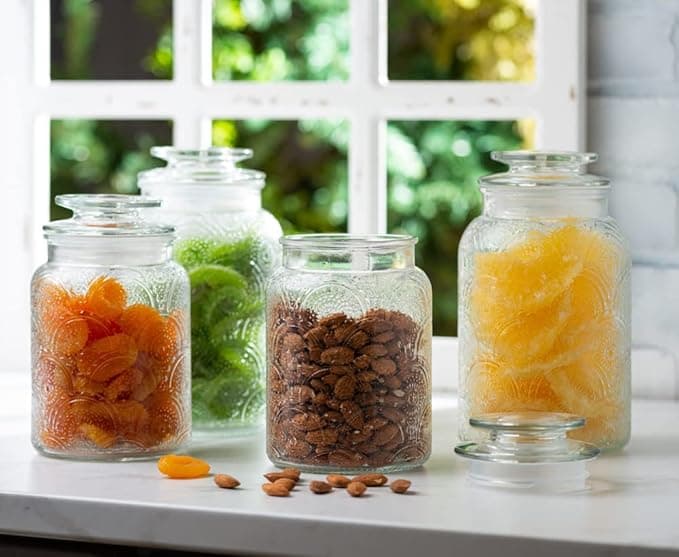 Vintage Glass Canister Set with Airtight Lids