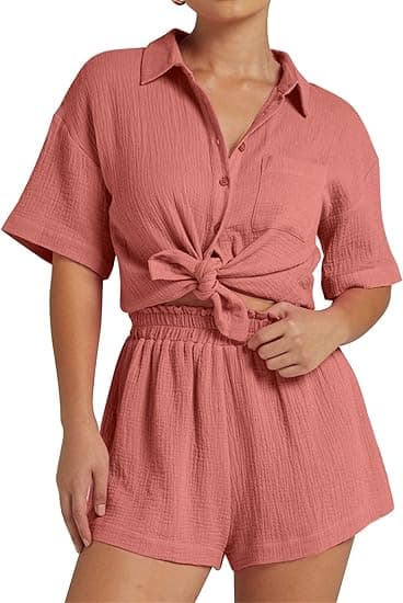 Women's Summer 2 Piece Linen Lounge Set