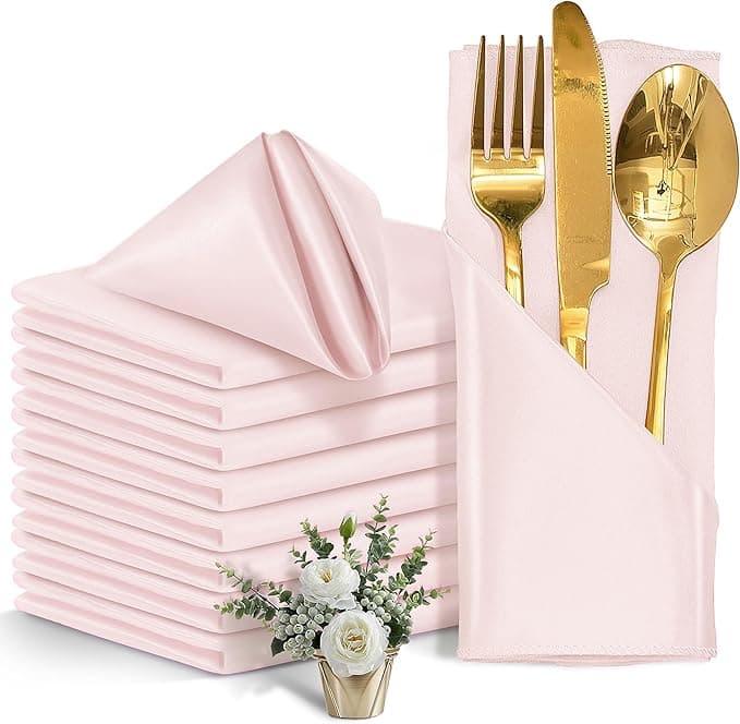 50 Pieces Light Pink Satin Napkins