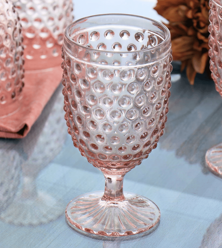 Hobnail Goblet Drinkware Set Pink