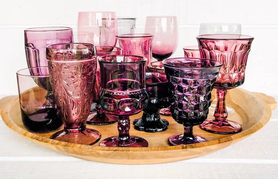 Purple Colored Goblet Glasses