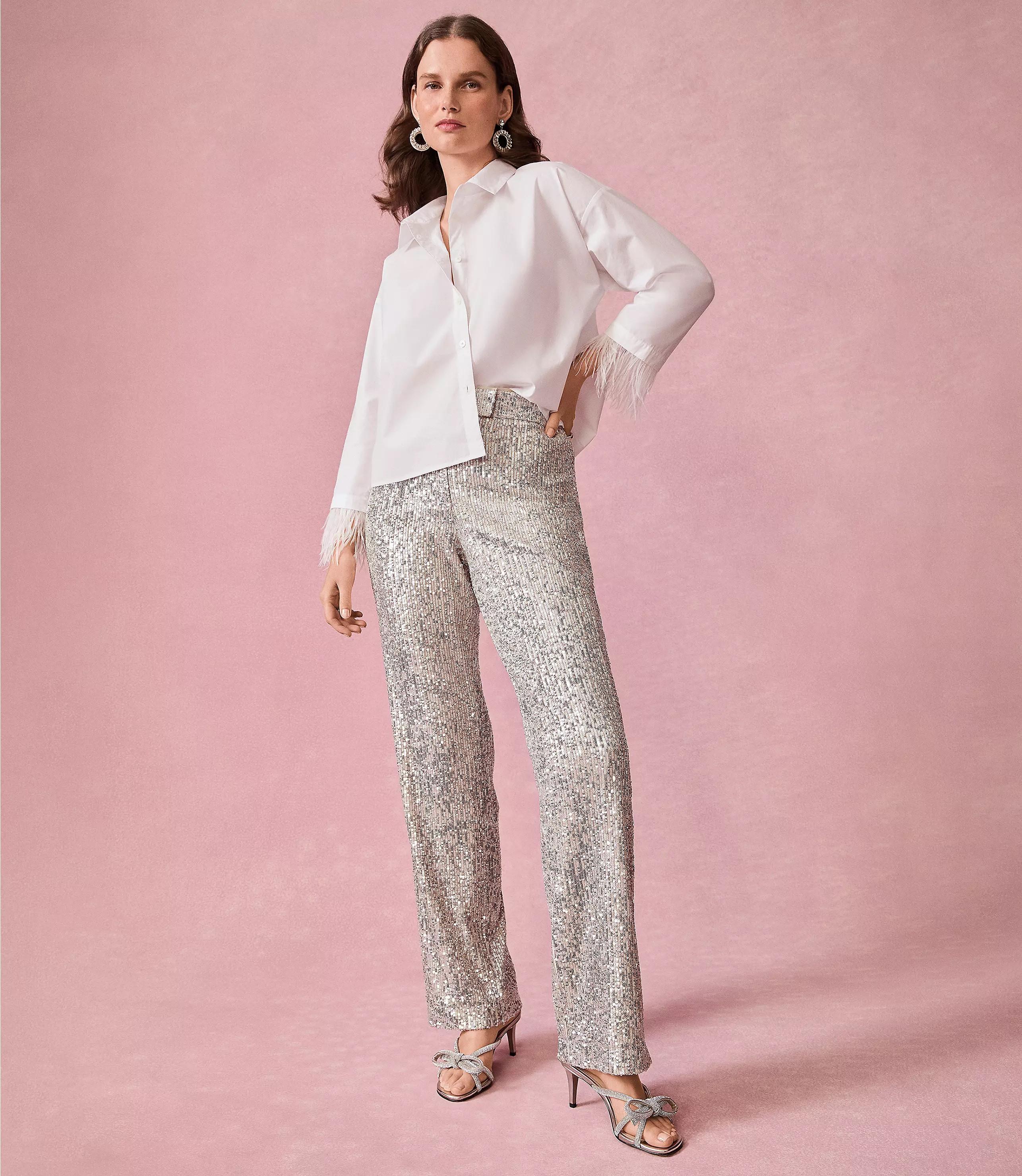 Sequin Straight Pants