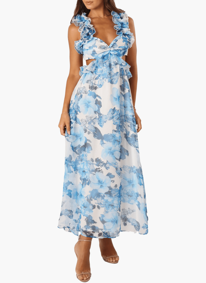 Lucah Floral Ruffle Cutout Maxi Dress