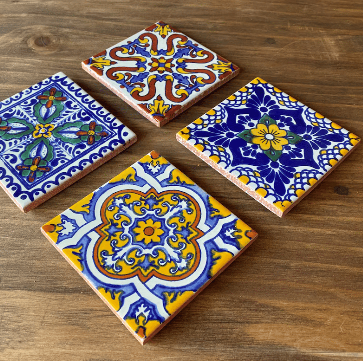 Hacienda Style Decor Talavera Tile Coasters