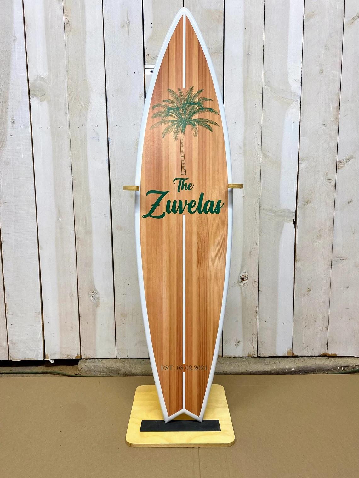 Personalized Beach Wedding Surfboard Sign