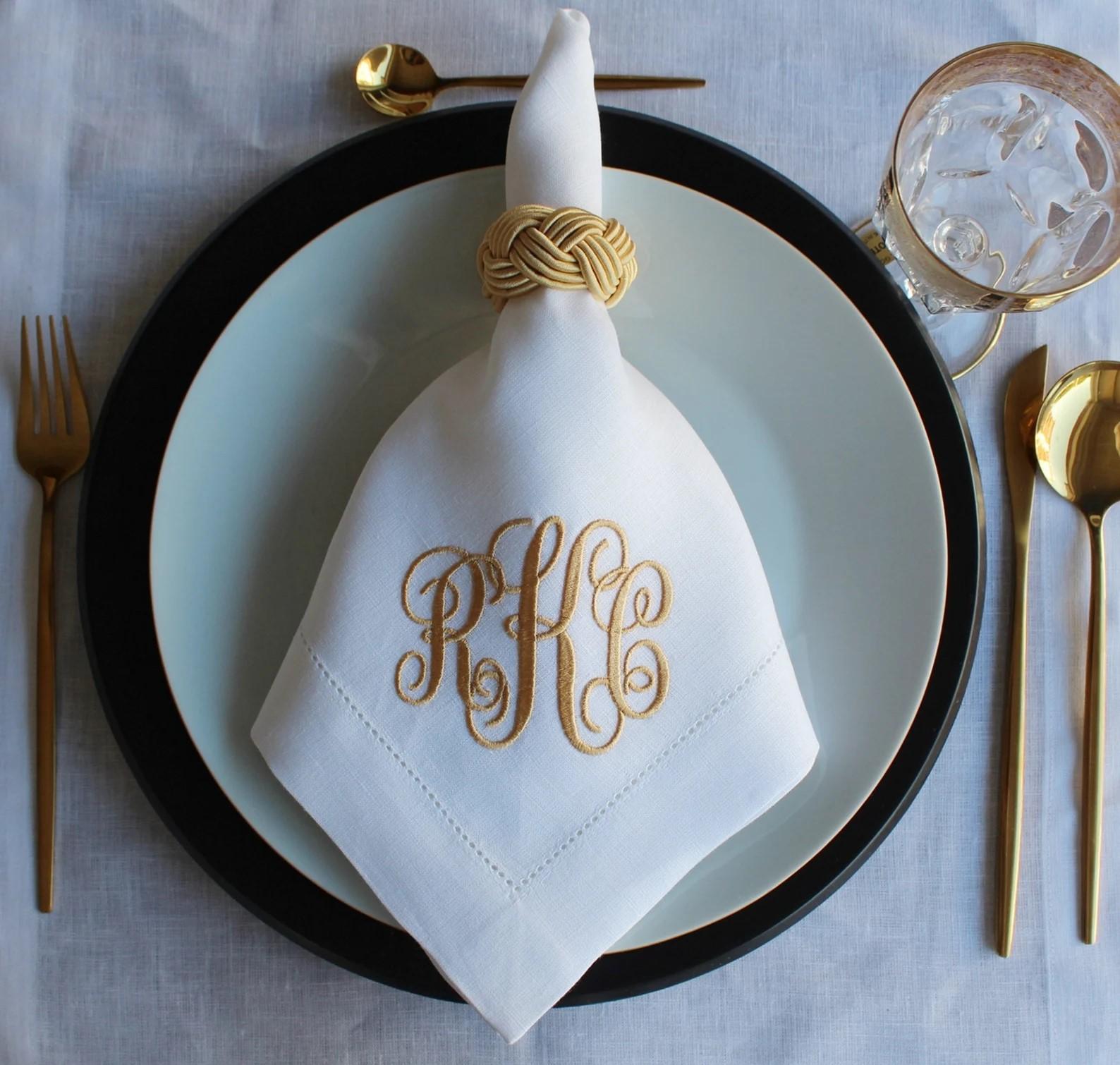 Three Letter Monogrammed Wedding Napkin