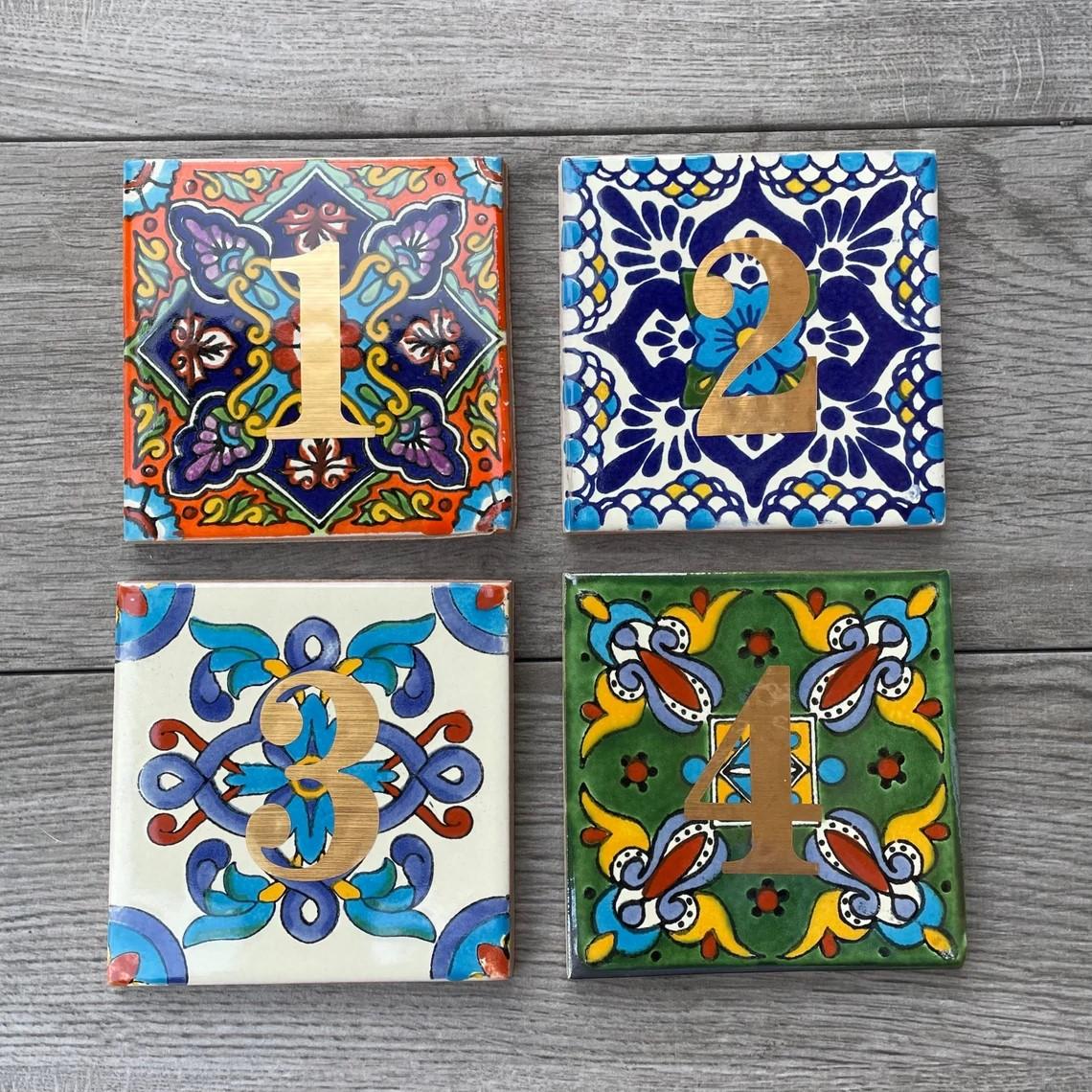 Mexican Talavera Tile Wedding Table Numbers