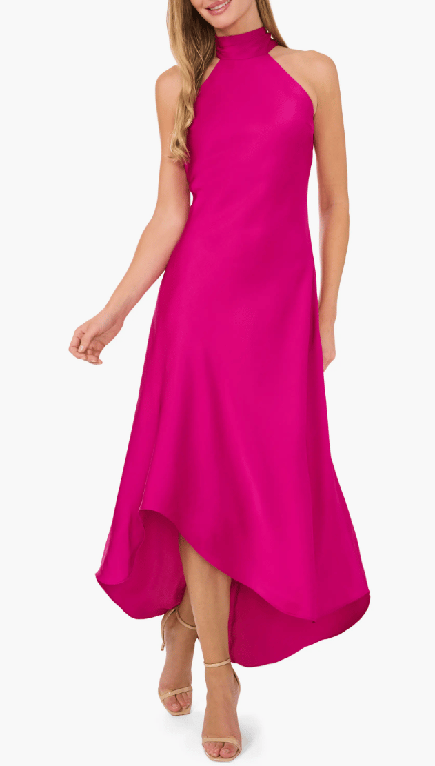 Tie Back Sleeveless High/Low Satin Gown