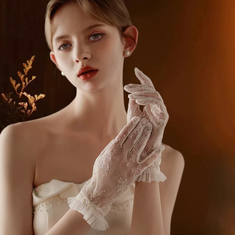 Flower Lace Bridal Gloves