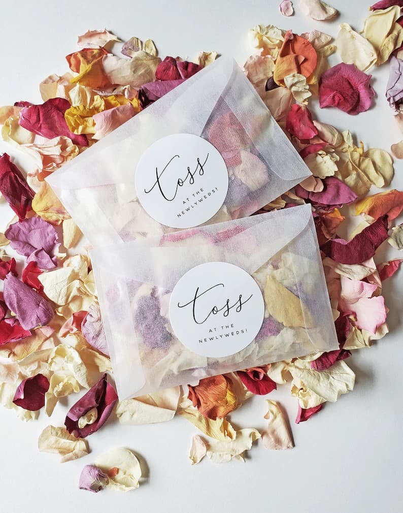 Wedding Petal Toss Bags and Stickers