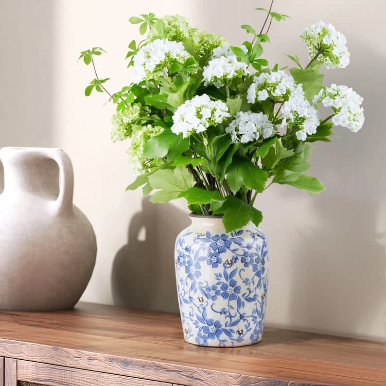 Handmade Blue and White Porcelain Vase for Flowers