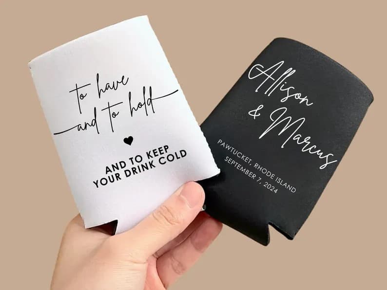 Custom Wedding Can Coolers